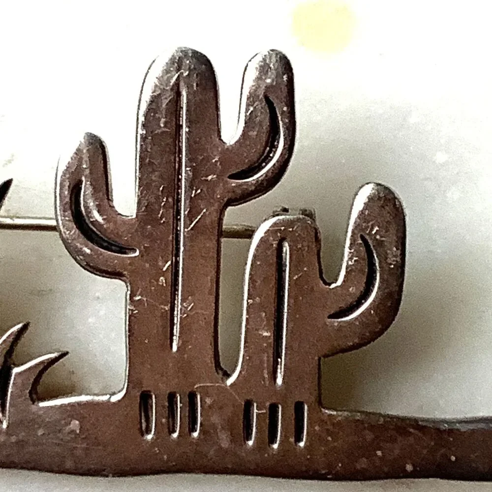 Vintage Taxco Cactus Brooch Sterling Silver 925 Desert Mexico Pin Southwest Art